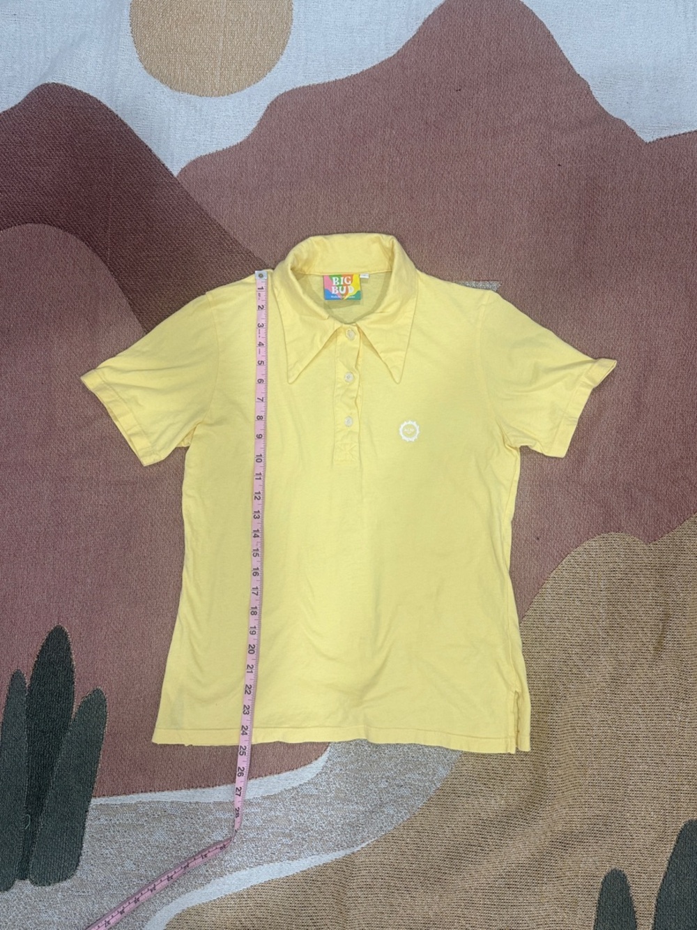 Big Bud Press Short-Sleeve Button-Down Polo in Pale Yellow - Picture 5 of 5